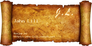 Jahn Lili névjegykártya